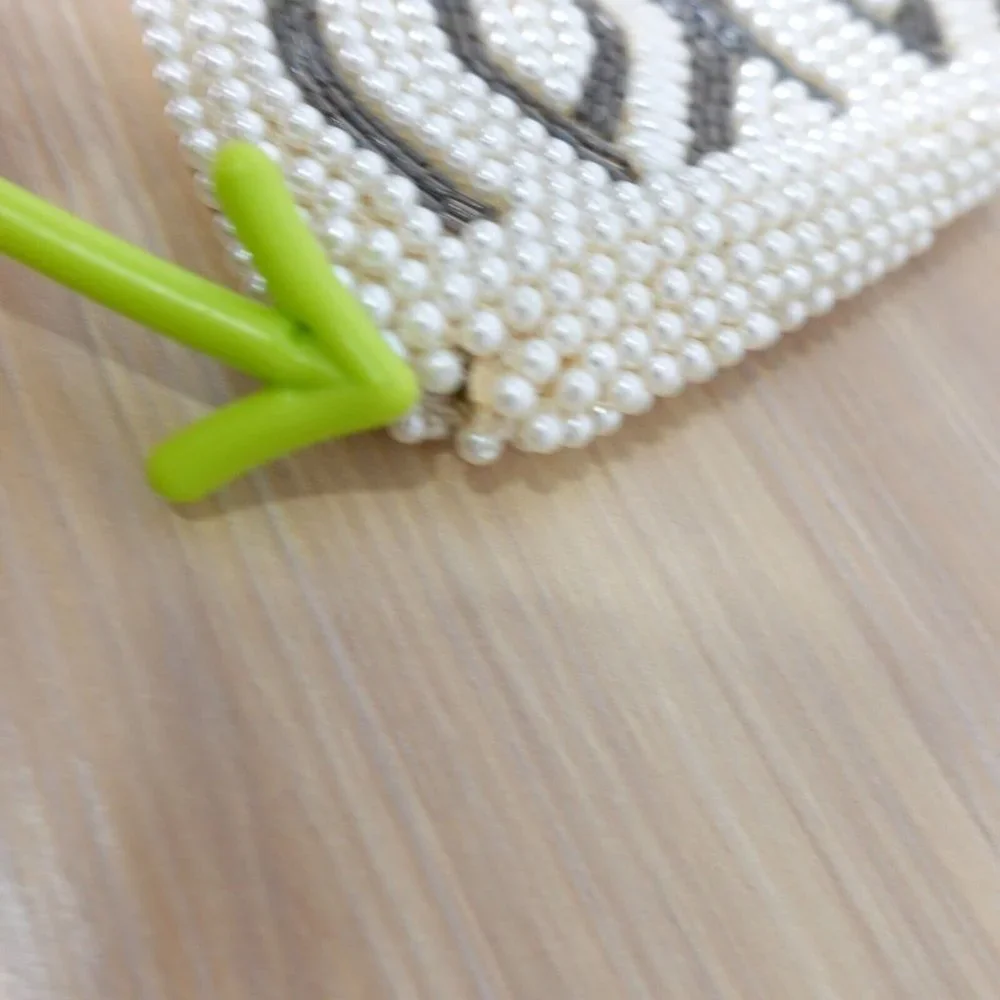 VINTAGE Boho Pearl Beaded Evening Clutch Bag Cream Art Deco Empress 70s Handmade